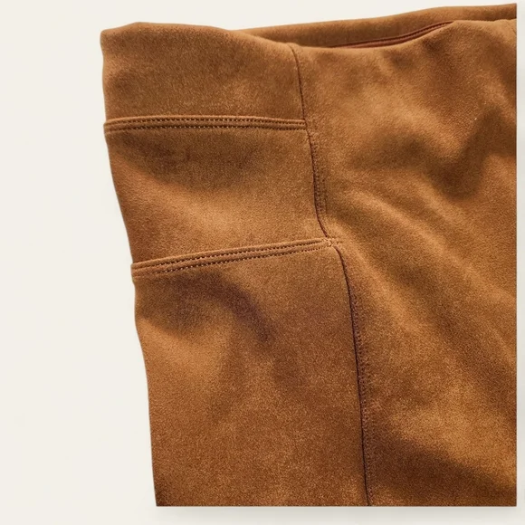 Spanx Faux Suede Leggings – Size Large | Rich Caramel Brown - Picture 5 of 9